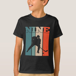 9th Birthday Retro Ice Hockey 9 Years Old Boy Girl T-Shirt