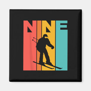 9th Birthday Retro Skiing 9 Year Old Boys Birthday Magnet