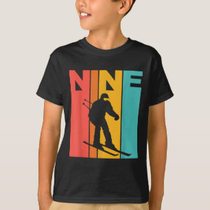 9th Birthday Retro Skiing 9 Year Old Boys Birthday T-Shirt