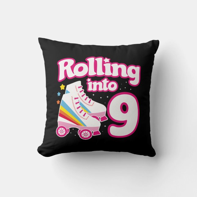 9th Birthday - Roller Skating Birthday Party Theme Cushion (Front)