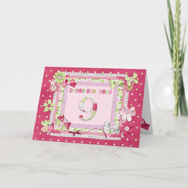 9th birthday scrapbooking style card (Front)