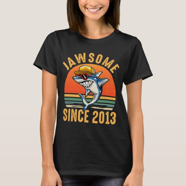 9th Birthday Shark  9 Year Old Jawsome Since 2013 T-Shirt (Front)