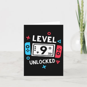 9th Birthday Shirt Boy Level 9 Unlocked Video Game Card