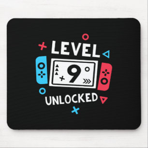9th Birthday Shirt Boy Level 9 Unlocked Video Game Mouse Pad