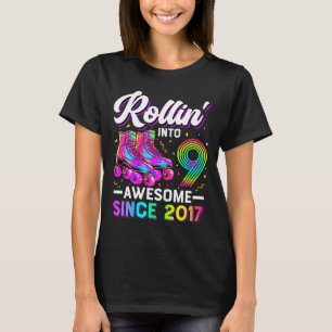 9th Birthday Shirt Girl Nine 9 Year Old Roller Ska