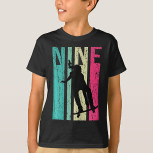 9th Birthday Skater Girl Skateboarding Skating 9 Y T-Shirt