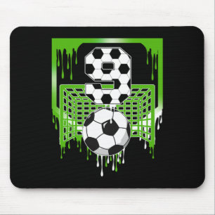 9th Birthday Soccer Ice Cream Drip 9 Year Old Part Mouse Pad