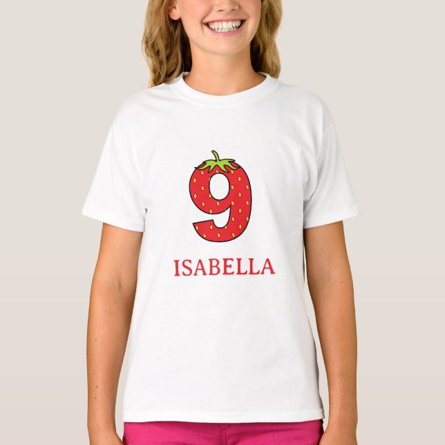 9th Birthday strawberry theme Party  T-Shirt (Front)