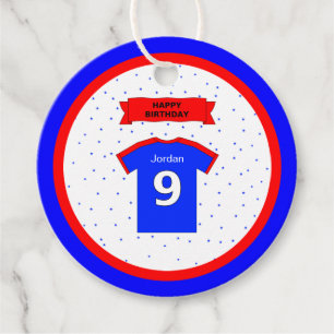 9th birthday thank you red white blue sports stars favour tags