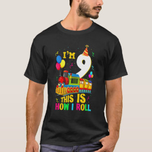9th Birthday Train Boys Girls 9 Years Old I'm Nine T-Shirt