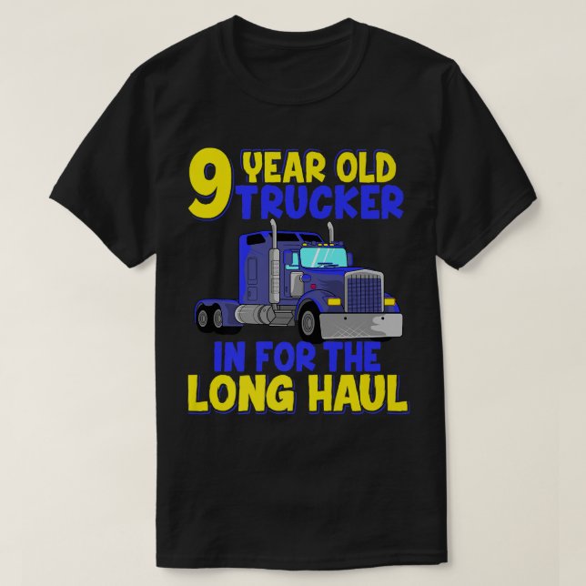 9th Birthday Truck Trucker Kids Truck Driver Boys  T-Shirt (Design Front)