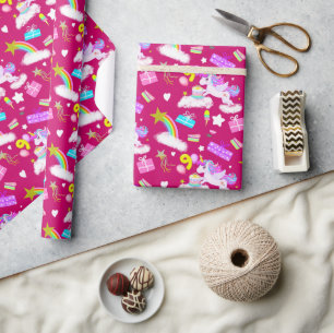 9th Birthday Unicorn Pattern Wrapping Paper