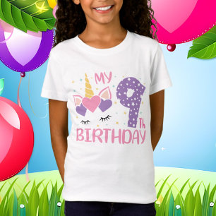 9th Birthday unicorn word art T-Shirt