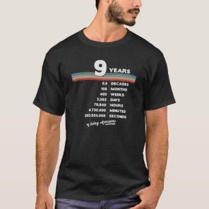 9th Birthday Vintage 9 Years Old Retro 108 Months  T-Shirt