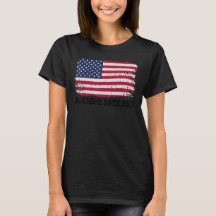 9th Birthday Vintage Usa Flag Awesome Since 2013 T-Shirt