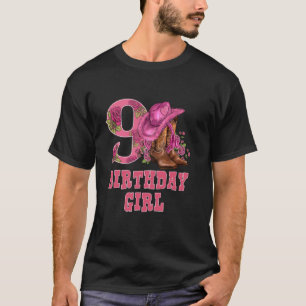 9th Birthday Western Rodeo Cowgirl Nine 9 Yrs Old  T-Shirt