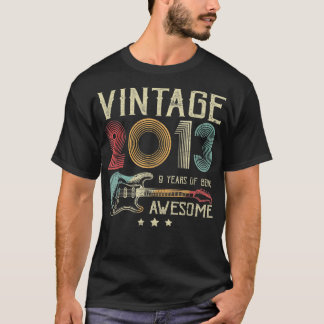 9th Birthday Womens Mens Vintage Awesome 2013 Guit T-Shirt