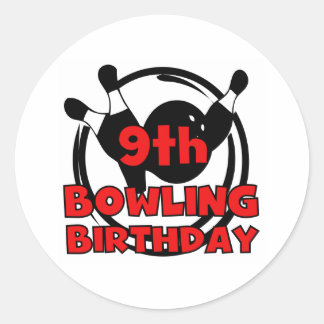 9th Bowling Birthday Classic Round Sticker
