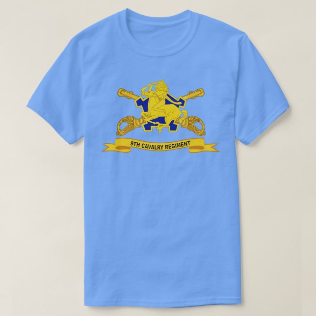 9th Cavalry Regiment w Br Ribbon T-Shirt (Design Front)