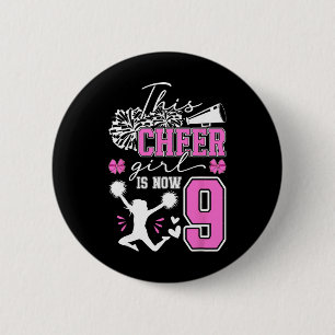 9th Cheer Birthday Party 9 Year Old Cheerleader 6 Cm Round Badge