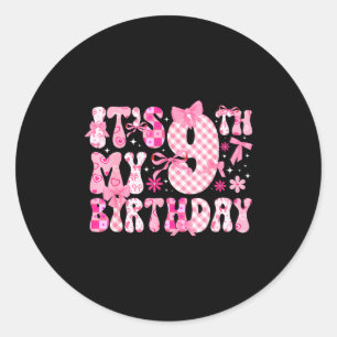 9th Coquette Themed Birthday Nine Year Old Girl Co Classic Round Sticker