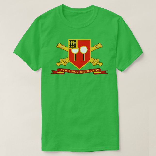 9th Field Artillery w Br Ribbon T-Shirt (Design Front)