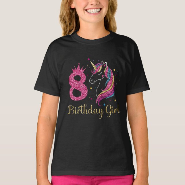 9th Girl Birthday Unicorn ,Birthday Unicorn , T-Shirt (Front)