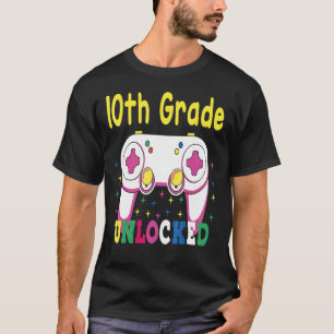 9th Grade Achieved 10th Grade Unlocked Retro Colou T-Shirt