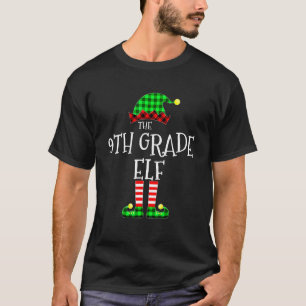 9th Grade Elf Buffalo Plaid Matching Family Christ T-Shirt