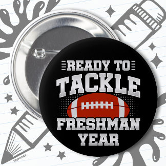 9th Grade Football Ready To Tackle Back to School 6 Cm Round Badge