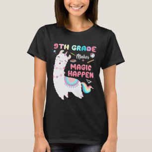 9th Grade Makes Magic Happen Llama Back To School T-Shirt