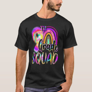 9th Grade Squad Rainbow Tie Dye Leopard Back To Sc T-Shirt