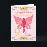 9th Granddaughter Pink Fairy Birthday  Card<br><div class="desc">A Pretty pink Fairy 9th birthday granddaughter card features a pink fairy on a cloudy pink background and a large yellow number 9 on the front of the card. A lovely card for a Grandaughter , God daughter, sister or Daughter. For all those girls who love fairies. Can be customised...</div>