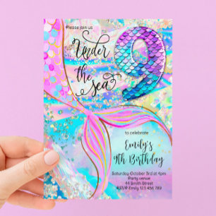 9th Mermaid Birthday Under the Sea Invitation