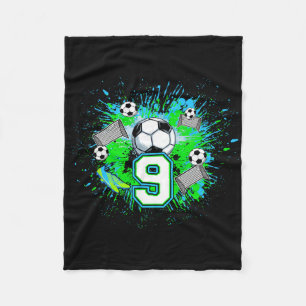 9th Soccer Birthday Party 9 Year Old Soccer Player Fleece Blanket