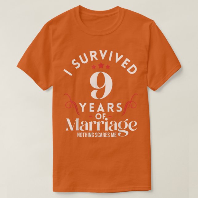 9th Wedding Anniversary 9 Years Of Marriage Couple T-Shirt (Design Front)