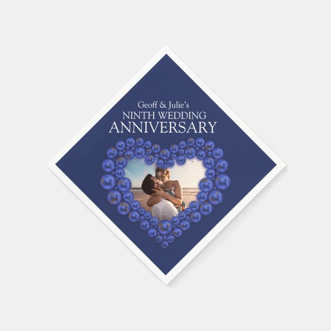 9th Wedding Anniversary heart photo Lapis Lazuli  Napkin (Corner)