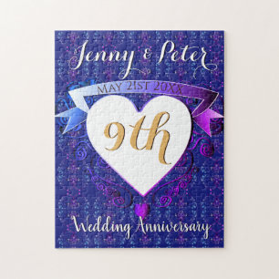 9th Wedding Anniversary Lapis Lazuli Blue Jigsaw Puzzle