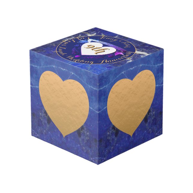 9th Wedding Anniversary Lapis Lazuli Colour    Cube (Front Angled)