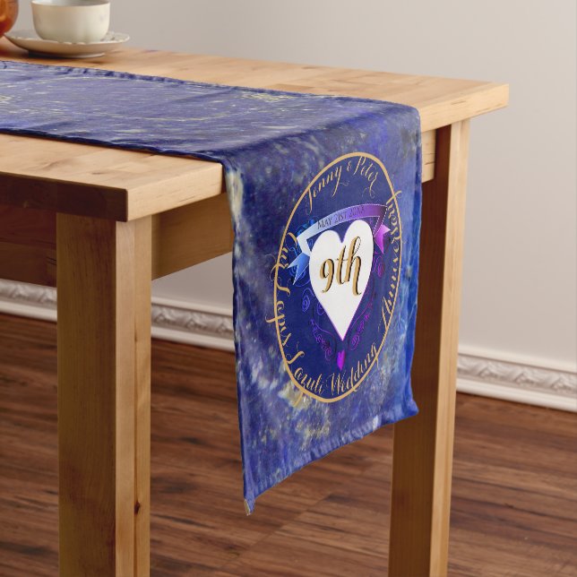 9th Wedding Anniversary Lapis Lazuli Colour     Short Table Runner (In Situ)