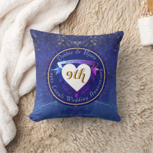 9th Wedding Anniversary Lapis Lazuli Hearts Cushion