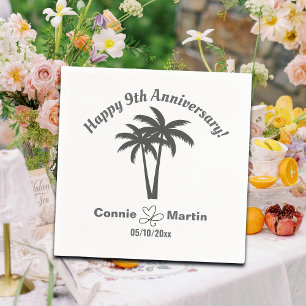 9th Wedding Anniversary Palm Trees Napkin