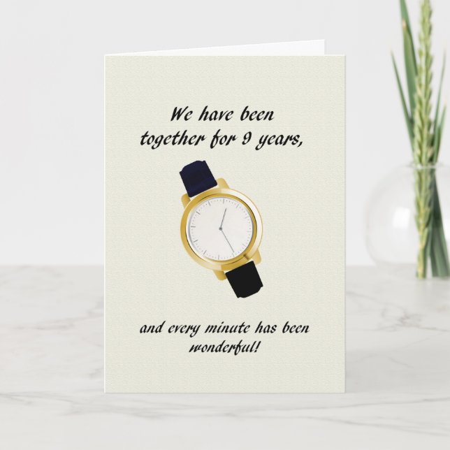 9th Wedding Anniversary Wrist Watch Card (Front)