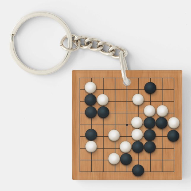 9x9 Go Board with Stones Custom Key Ring (Front)