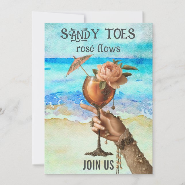 *~*  A101 3 Beach Cocktail PHOTO BACHELORETTE Invitation (Front)