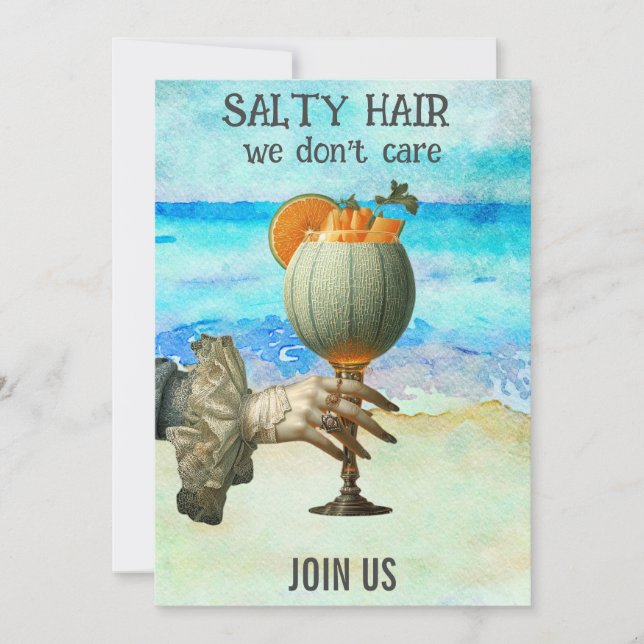 *~*  A101 Beach Cocktail 12 PHOTO BACHELORETTE Invitation (Front)