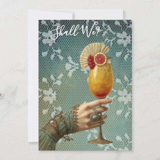 *~* A101  Ornate24  Cocktail PHOTO BACHELORETTE Invitation (Front)