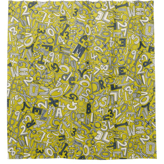 A1B2C3 chartreuse Shower Curtain (Front)