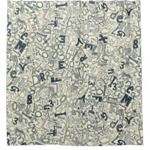 A1B2C3 indigo ivory Shower Curtain