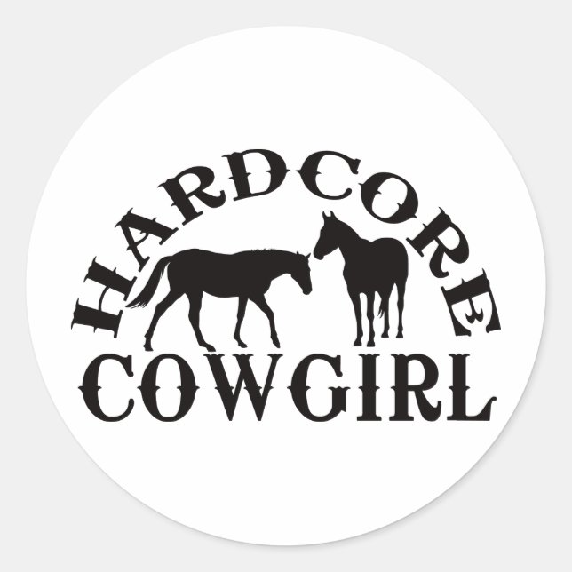 A262 hardcore cowgirl black classic round sticker (Front)
